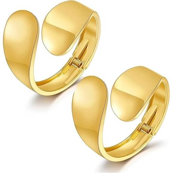 Elegant Cuff Gold Bracelet for Women Modern Open Wrap Design, Durable Gold Plate - Picture 7 of 7